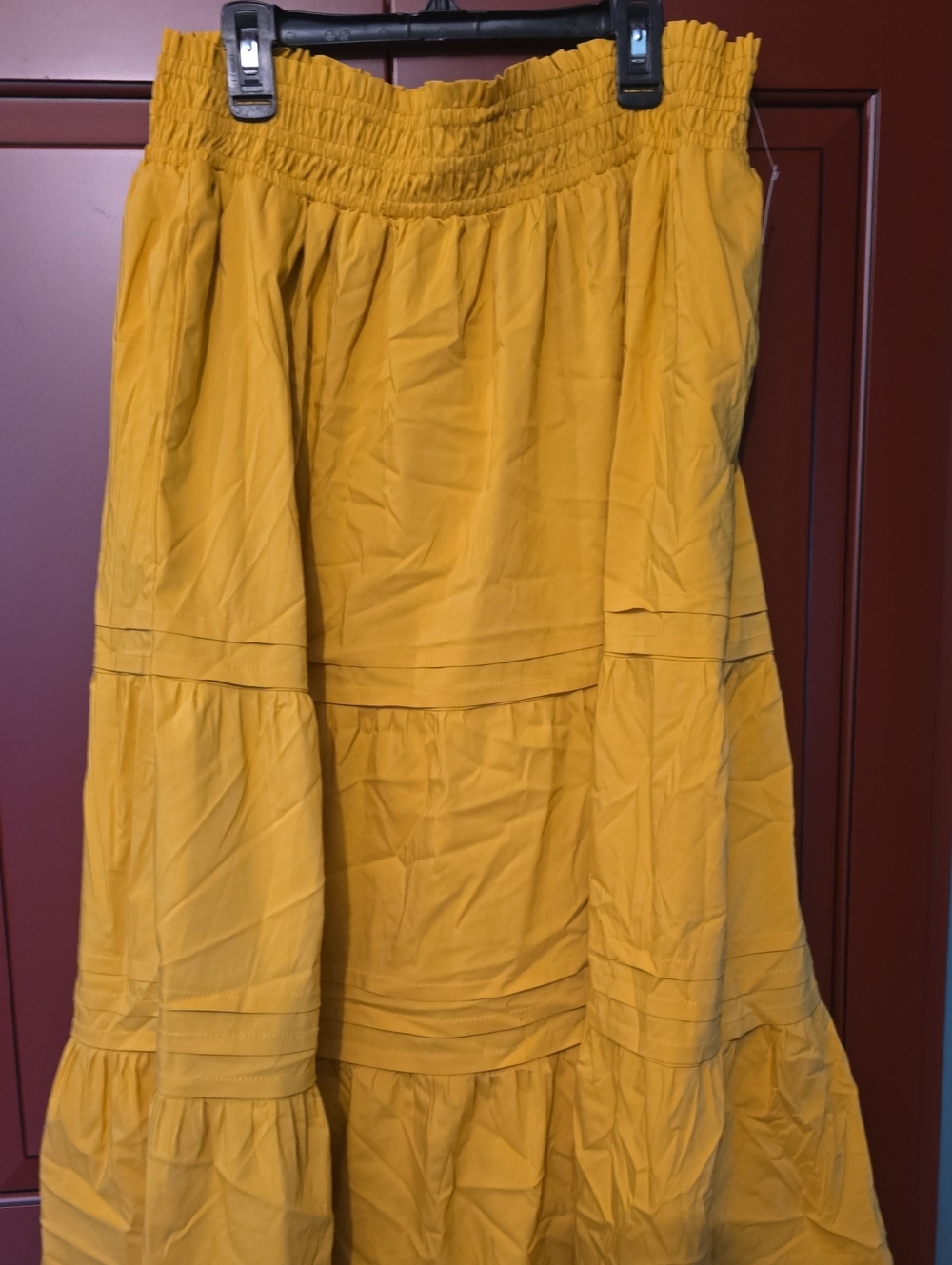 Women’s Yellow Tiered Maxi Skirt Xl With Pockets Philosophy